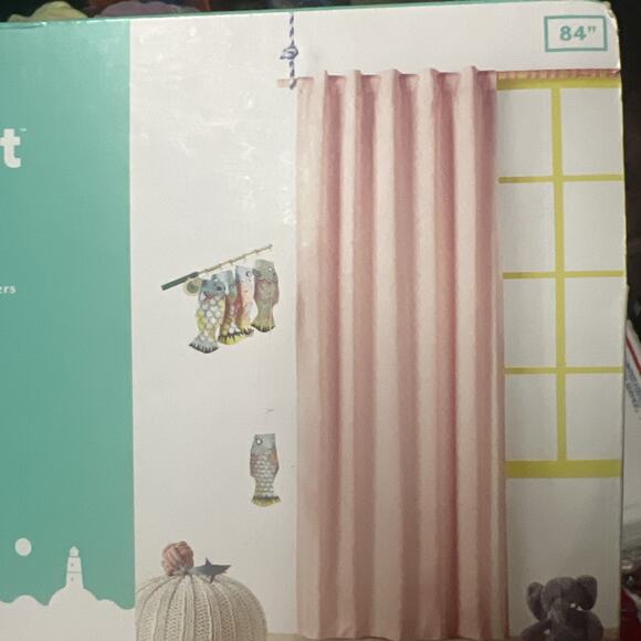 Pillowfort Pink Twill Blackout Curtain Panel Tab Rod Pocket 42 X 84” Brand New - Picture 3 of 5